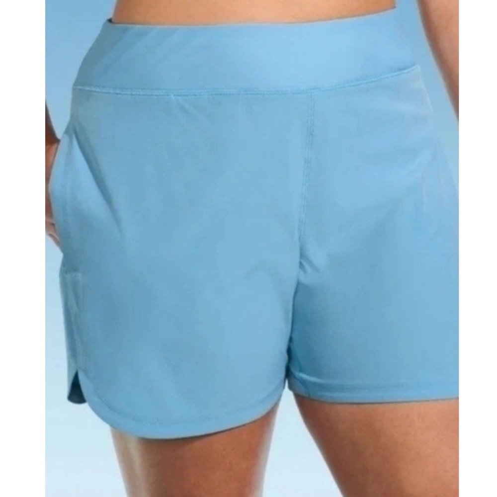 Lands End Womens Light Blue Active Board Shorts Swim Bottoms Size M 10-12